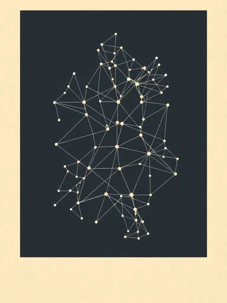 A minimalist abstract visualization of neural network pathwa