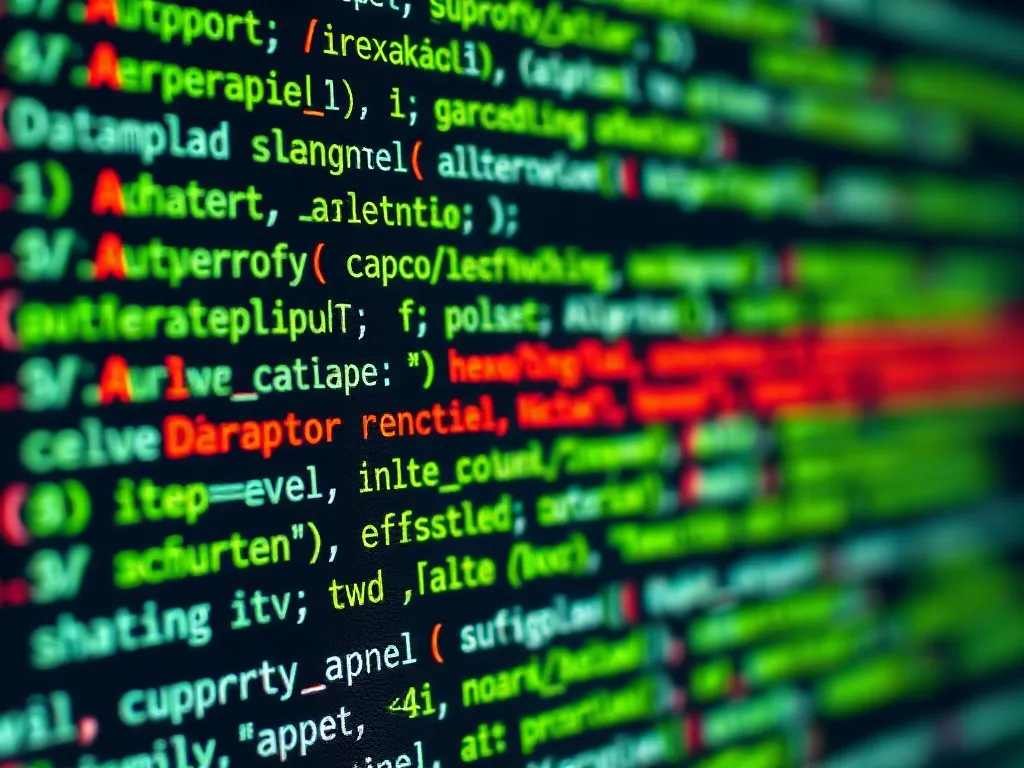 Close-up of lines of code on a screen with highlighted error