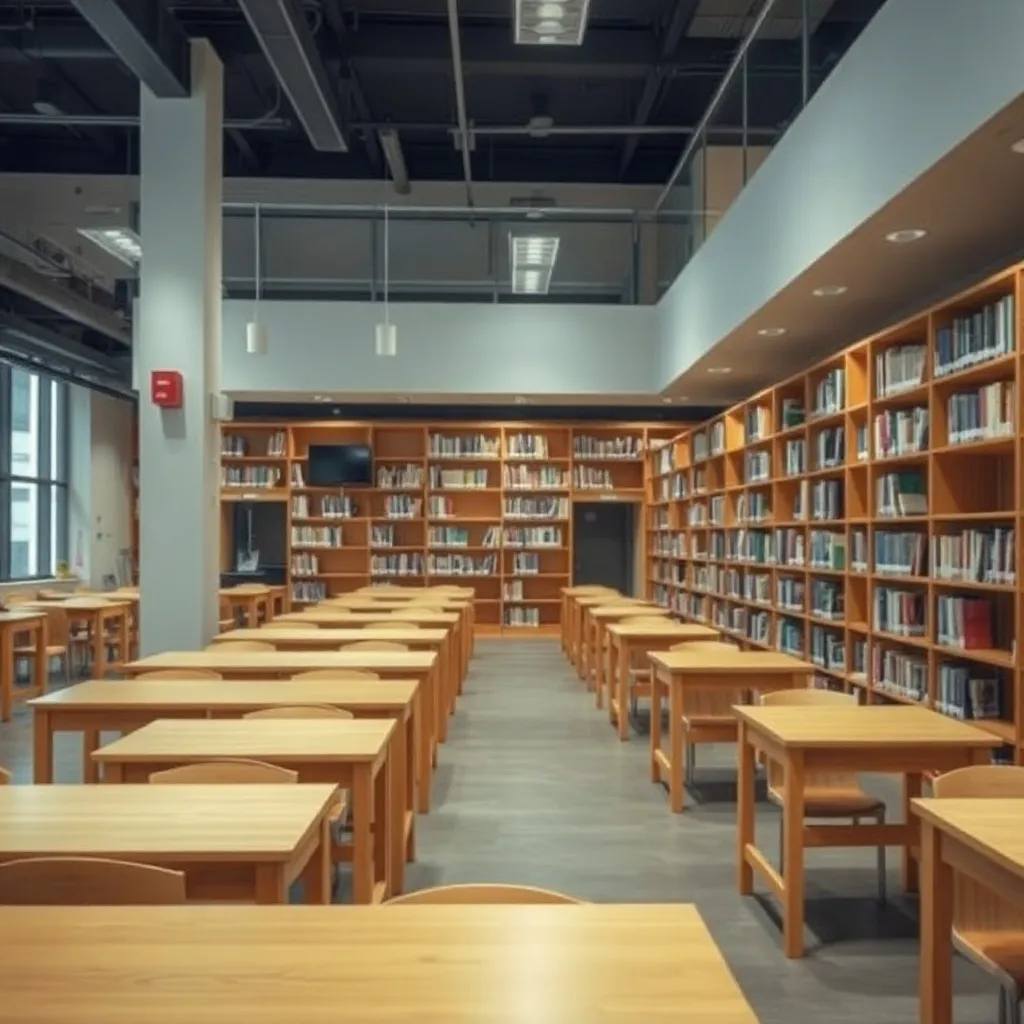 A professional, clean photograph of a modern library or univ